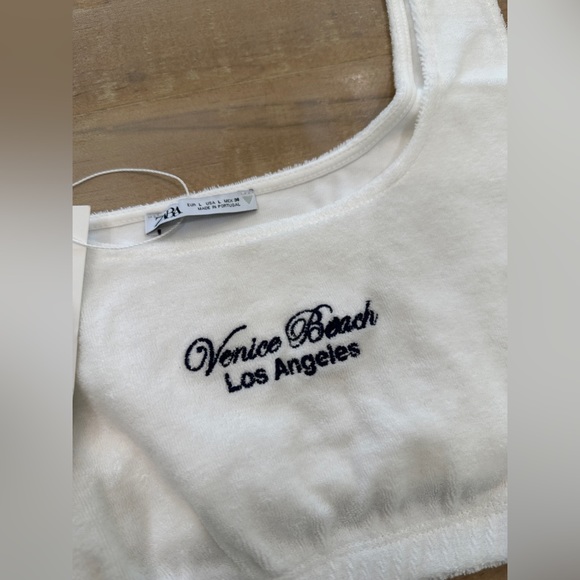 Zara Text Terrycloth Venice Beach Los Angeles crop tank top - Picture 2 of 11